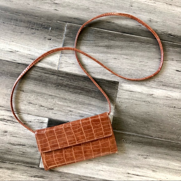 Vintage Bags Vintage 99s Y2k Faux Croc Wallet On A String Crossbody